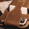 Men’s Genuine Leather Retro Belt Waist Bag Cell Phone Belt Bag (Black)