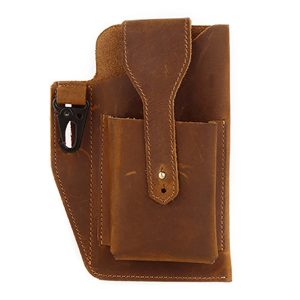 Men's Genuine Leather Retro Belt Waist Bag Cell Phone Belt Bag (Brown)