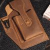 Men’s Genuine Leather Retro Belt Waist Bag Cell Phone Belt Bag (Brown)