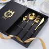 4 Pcs Set Stainless Steel Cutlery Set Spoon Fork Knife with Gift Box