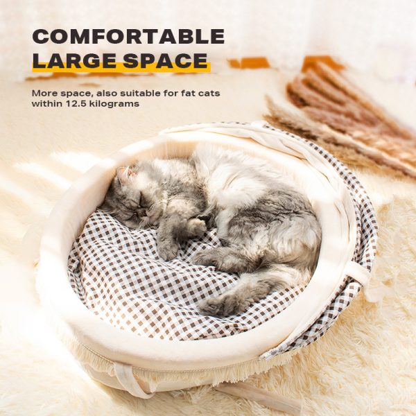 Pet Cat Calming Bed Cuddle Soft Warm Plush Cave Sleeping Nest Tent Pet House