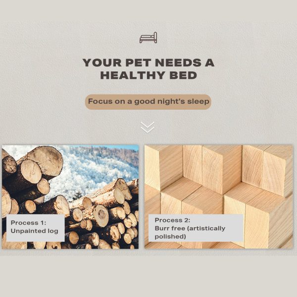 Solid Wood Pet Cat Dog Bed Wooden Puppy Home Bed Pet Supply M Sizes w/Pillows