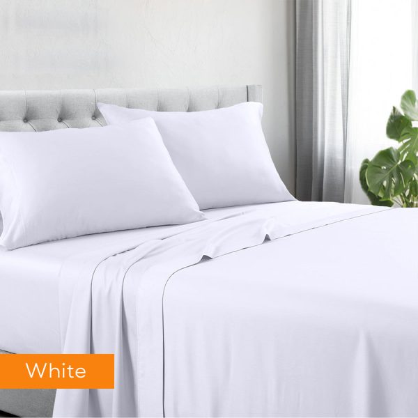 1200tc hotel quality cotton rich sheet set double white