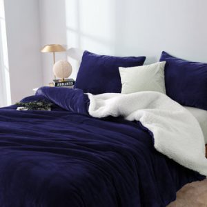 2 in 1 teddy sherpa duvet cover set and blanket queen midnight
