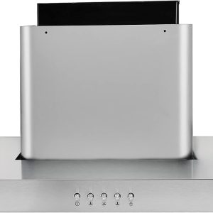 60cm Wall Mount Range Hood with Push Button Controls - Ducted Exhaust Kitchen Vent - 3 Speed Fan - Permanent Filter - LEDs Light in Stainless Steel