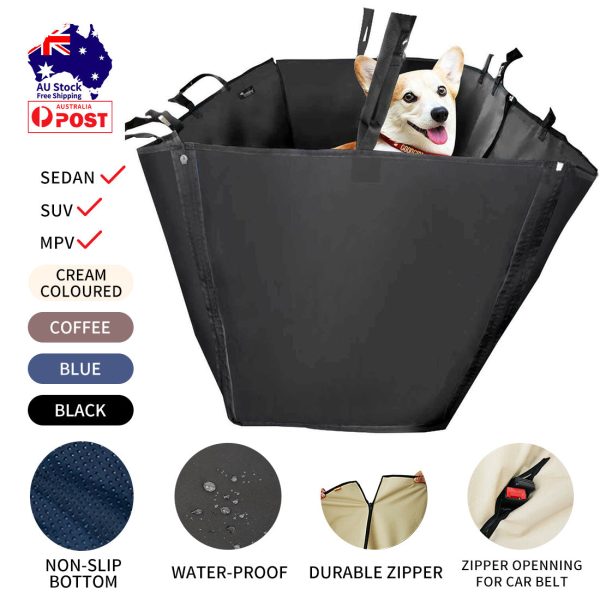 Ondoing Detachable Pet Dog Car Seat Cover Backseat Protector Hammock Waterproof Non-slip Cream