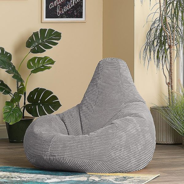 Jumbo Cord Beanbag Chair Cover Unfilled Large Bean Bag – Grey