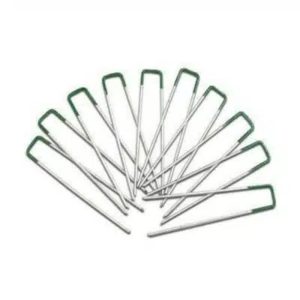 Artificial Grass Roll Pegs / Fake Grass Galvanized Metal Pegs With Green Top 10 Pieces