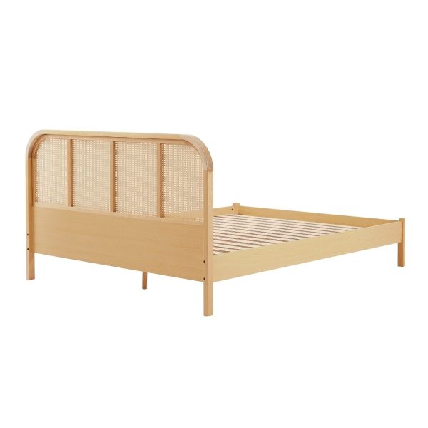 Lulu Bed Frame with Curved Rattan Bedhead – King