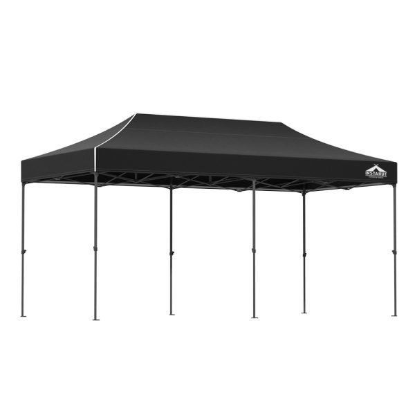 Gazebo Pop Up Marquee 3x6m Outdoor Tent Folding Wedding Gazebos Black