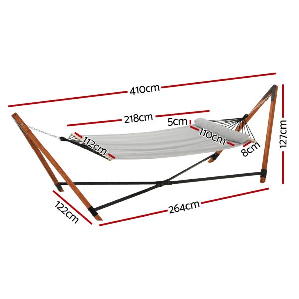 Wooden Hammock Chair with Stand Linen Hammock Bed Timber Steel 200KG