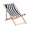 Outdoor Deck Chair Wooden Sun Lounge Folding Beach Patio Furniture Blue