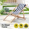 Outdoor Deck Chair Wooden Sun Lounge Folding Beach Patio Furniture Blue