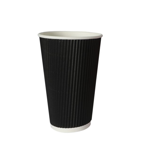100 Pcs 16oz Disposable Takeaway Coffee Paper Cups Triple Wall Take Away w Lids