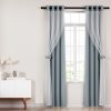 2X 132x160cm Blockout Sheer Curtains Light Grey