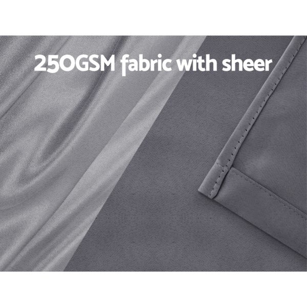 2X 132x274cm Blockout Sheer Curtains Charcoal