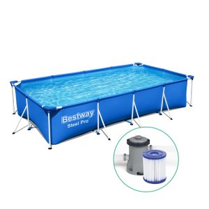 Swimming Pool 400x211x81cm Steel Frame Above Ground Pools w/ Filter Pump 5700L
