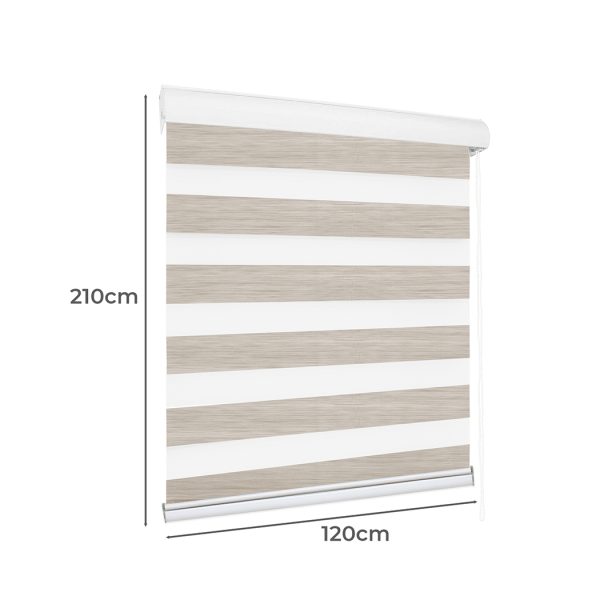 Blackout Zebra Roller Blind Curtains Double Window Sunshade 120×210 White