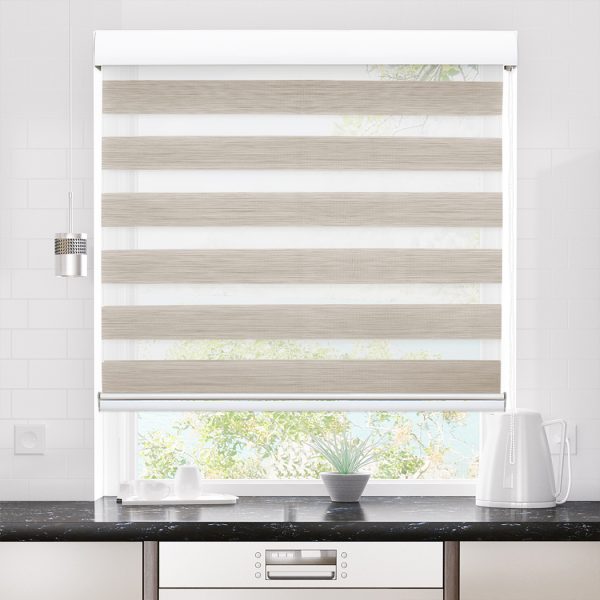 Blackout Zebra Roller Blind Curtains Double Window Sunshade 120×210 White
