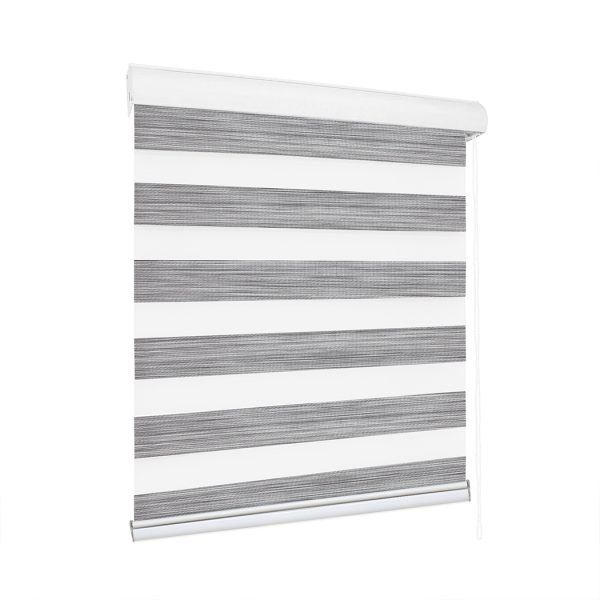 Blackout Zebra Roller Blind Curtains Double Window Sunshade 60×210 Grey