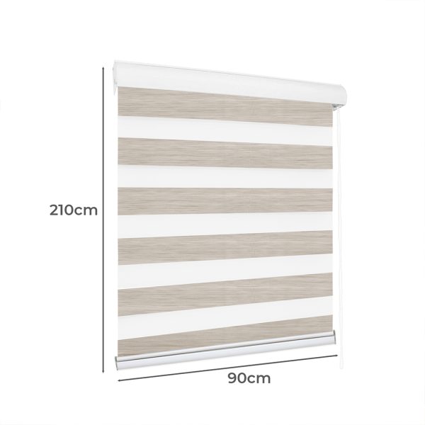 Blackout Zebra Roller Blind Curtains Double Window Sunshade 90×210 White