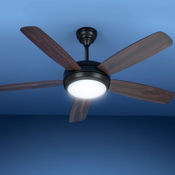 Devanti 52” Ceiling Fan AC Motor 5 Blades w/Light – Dark Wood