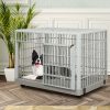 Dog Crate Pet Kennel Indoor Sturdy ABS Plastic Wheels Double Door L