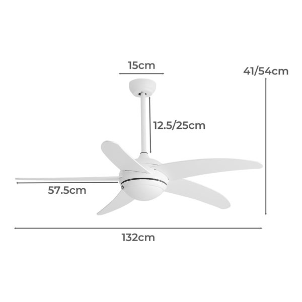 Spector Ceiling Fan 52” DC Motor Wood Blades LED Light Remote Control 5 Speed