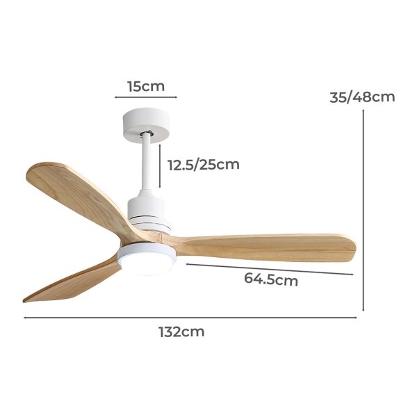 Spector Ceiling Fan 52” DC Motor Wood Blades with Light LED Remote Control