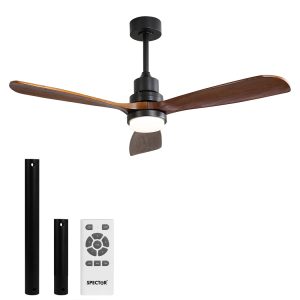 Spector 52'' Wood Ceiling Fan DC Motor with LED Light Remote Control 3 Blades