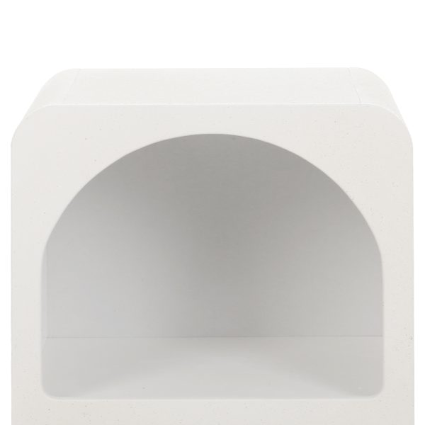 Bedside Table Shelves Side End Table Storage Nightstand White ARCHED
