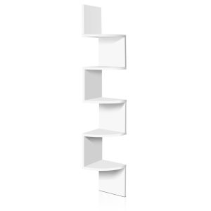 Wall Shelf Corner Floating 5-Tier White