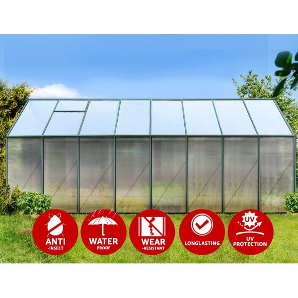 Greenhouse Aluminium Polycarbonate Green House Garden Shed – 5.1×2.44 m