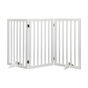 Wooden Pet Gate Dog Fence Safety Stair Barrier Security Door 3 Panel Large