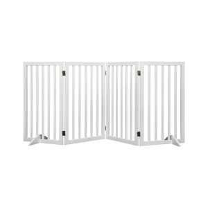 Wooden Pet Gate Dog Fence Safety Stair Barrier Security Door 4 Panel Large