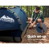 Double Swag Camping Swags Canvas Free Standing Dome Tent Dark Blue 4CM