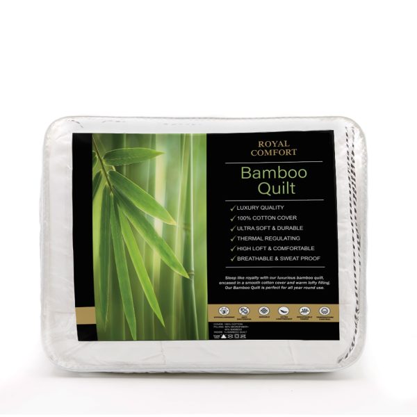 Royal Comfort Bamboo Blend Quilt 250GSM Luxury  Duvet 100% Cotton Cover – Double – White