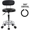 Backrest Round Salon Stool with Adjustable Height (Black) EK-SS-101-YB