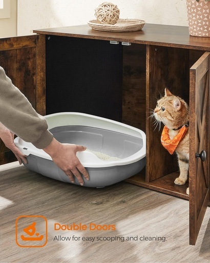 Cat Litter Box with Removable Divider Table Vintage Brown