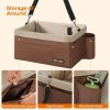 Dog Car Seat for Small Dogs up to 8kg with Adjustable Straps Removable Washable Fleece Liner and 4 Pockets Brown and Beige PBS042K01