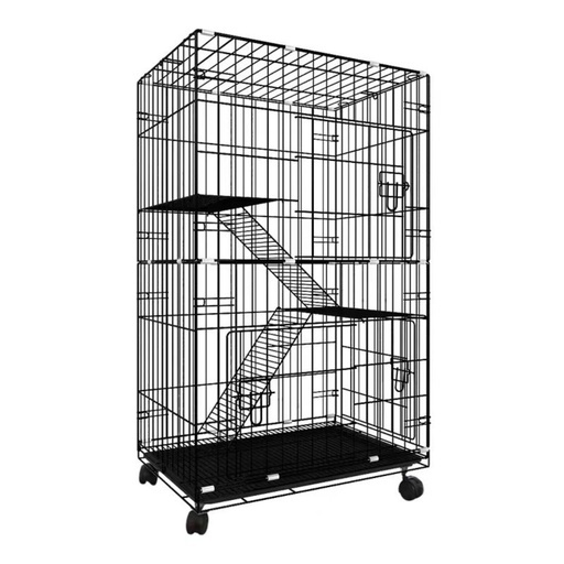Three-Level Pet Rabbit Bird Cage with Hammock (Black)