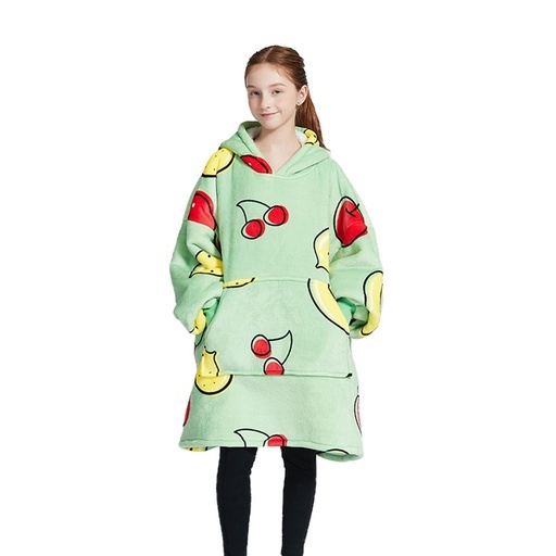 Hoodie Blanket Kids Fruits Green