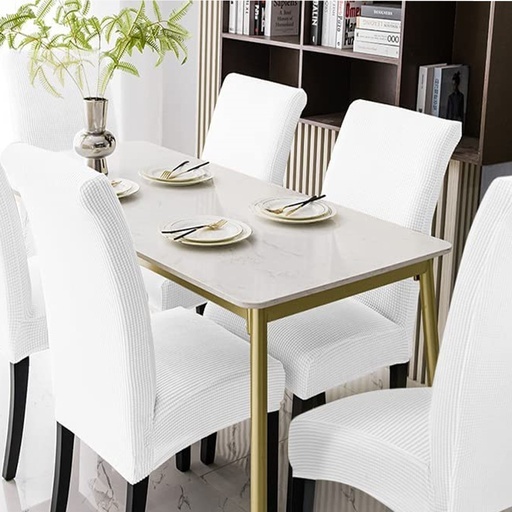6pcs Dining Chair Slipcovers/ Protective Covers (White) GO-DCS-106-RDT
