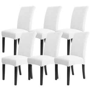 6pcs Dining Chair Slipcovers/ Protective Covers (White) GO-DCS-106-RDT