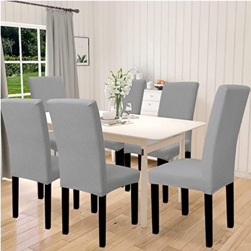 6pcs Dining Chair Slipcovers/ Protective Covers (Silver Grey) GO-DCS-100-RDT