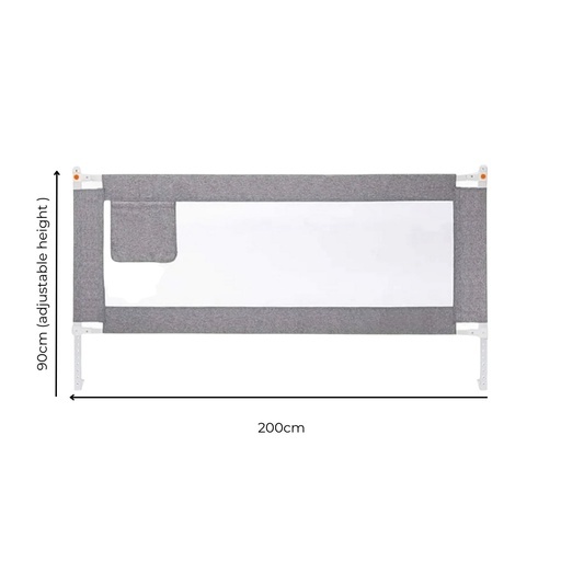 90CM Height Adjustable Folding Kids Safety Bed Rail (200X90CM Single Side 1 PCS, Grey) GO-SBR-100-JL