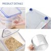 Multipurpose Food Storage Container with Lids and Cup for Pet Food or Rice Grains (Clear/Blue)