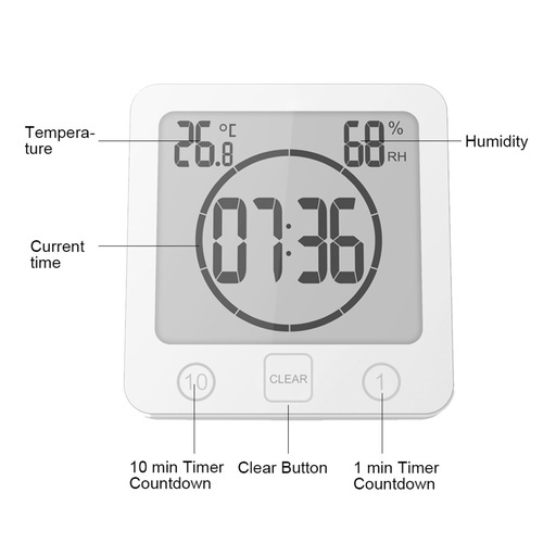 Timer Shower Clock (White)