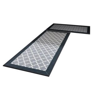 2 PCS Washable Non Slip Absorbent Kitchen Floor Mat (44x80+44x120cm, Black Lucky Clover)