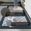 2 PCS Washable Non Slip Absorbent Kitchen Floor Mat (44×80+44x150cm, Black Lucky Clover)